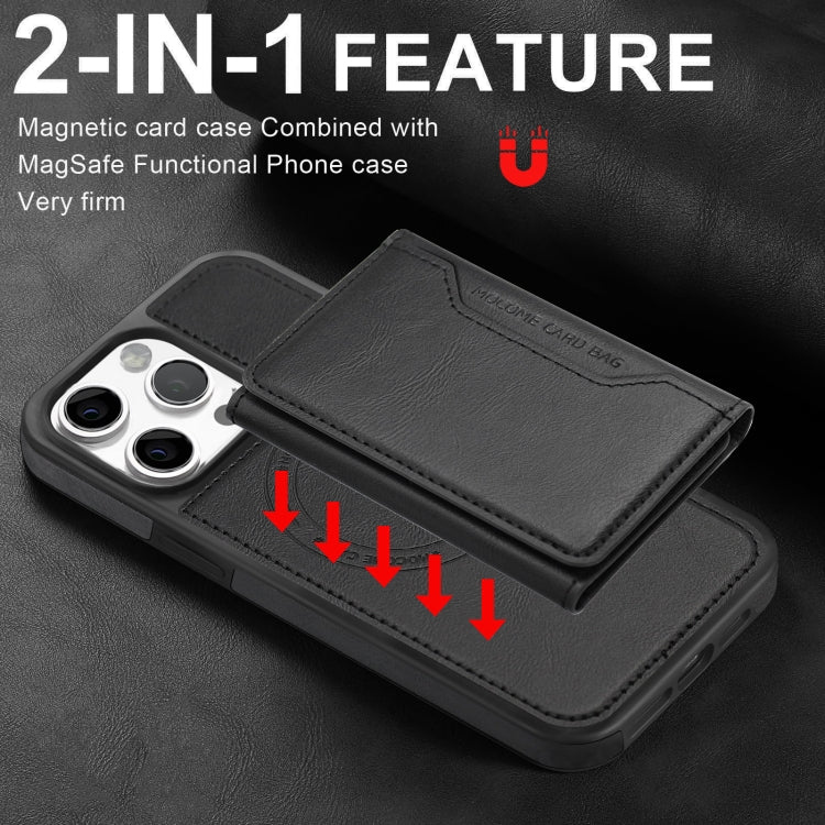 For iPhone 15 Pro Shield Multi-functional MagSafe Card Bag Phone Case(Black) - iPhone 15 Pro Cases by buy2fix | Online Shopping UK | buy2fix