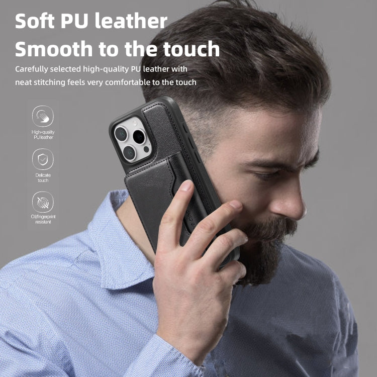 For iPhone 15 Pro Shield Multi-functional MagSafe Card Bag Phone Case(Black) - iPhone 15 Pro Cases by buy2fix | Online Shopping UK | buy2fix