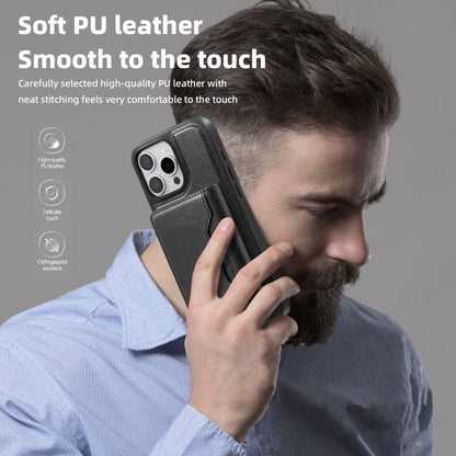 For iPhone 15 Pro Shield Multi-functional MagSafe Card Bag Phone Case(Black) - iPhone 15 Pro Cases by buy2fix | Online Shopping UK | buy2fix