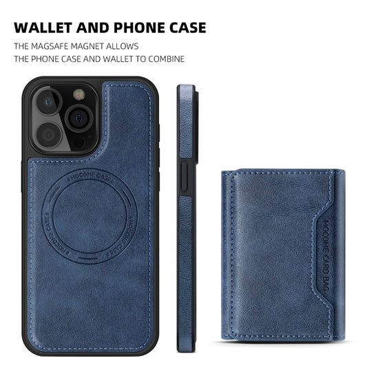 For iPhone 15 Pro Shield Multi-functional MagSafe Card Bag Phone Case(Blue) - iPhone 15 Pro Cases by buy2fix | Online Shopping UK | buy2fix