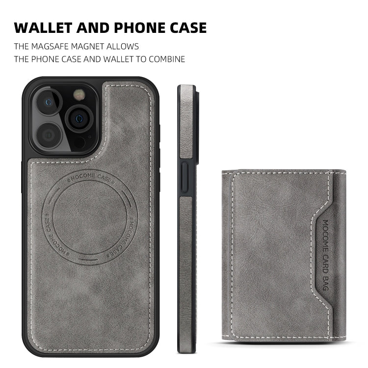For iPhone 15 Pro Shield Multi-functional MagSafe Card Bag Phone Case(Grey) - iPhone 15 Pro Cases by buy2fix | Online Shopping UK | buy2fix