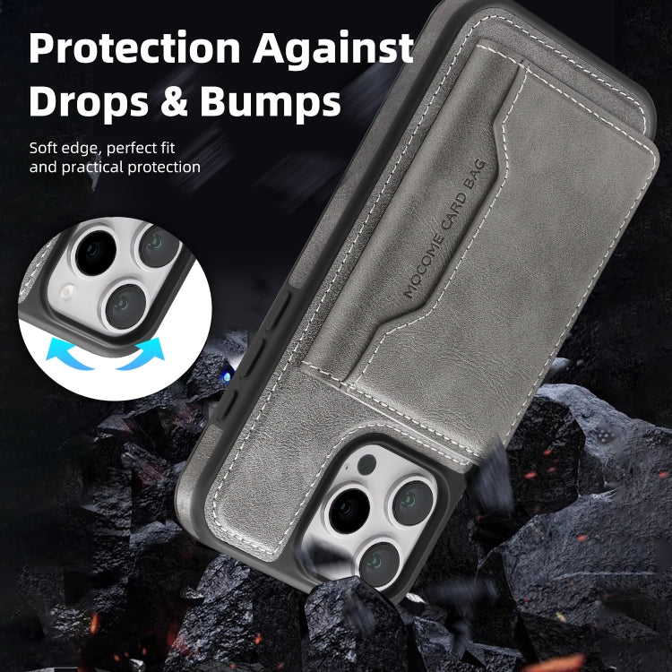 For iPhone 15 Pro Shield Multi-functional MagSafe Card Bag Phone Case(Grey) - iPhone 15 Pro Cases by buy2fix | Online Shopping UK | buy2fix