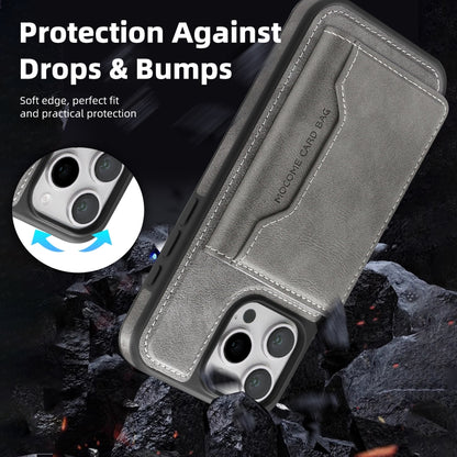 For iPhone 15 Pro Shield Multi-functional MagSafe Card Bag Phone Case(Grey) - iPhone 15 Pro Cases by buy2fix | Online Shopping UK | buy2fix