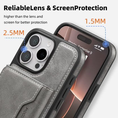 For iPhone 15 Pro Shield Multi-functional MagSafe Card Bag Phone Case(Grey) - iPhone 15 Pro Cases by buy2fix | Online Shopping UK | buy2fix