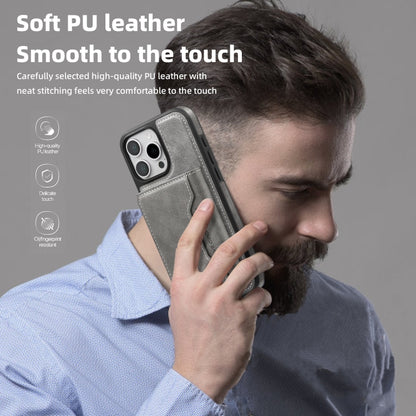 For iPhone 15 Pro Shield Multi-functional MagSafe Card Bag Phone Case(Grey) - iPhone 15 Pro Cases by buy2fix | Online Shopping UK | buy2fix