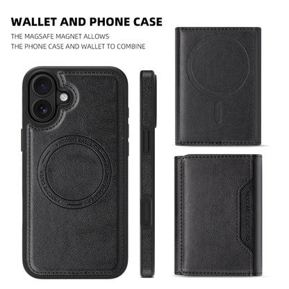 For iPhone 16 Plus Shield Multi-functional MagSafe Card Bag Phone Case(Black) - iPhone 16 Plus Cases by buy2fix | Online Shopping UK | buy2fix