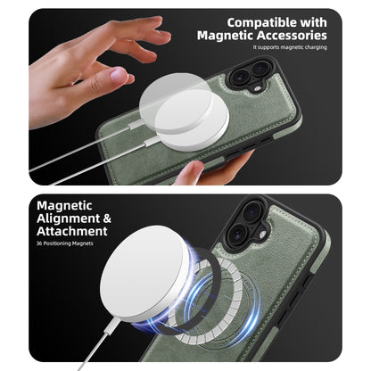 For iPhone 16 Plus Shield Multi-functional MagSafe Card Bag Phone Case(Green) - iPhone 16 Plus Cases by buy2fix | Online Shopping UK | buy2fix