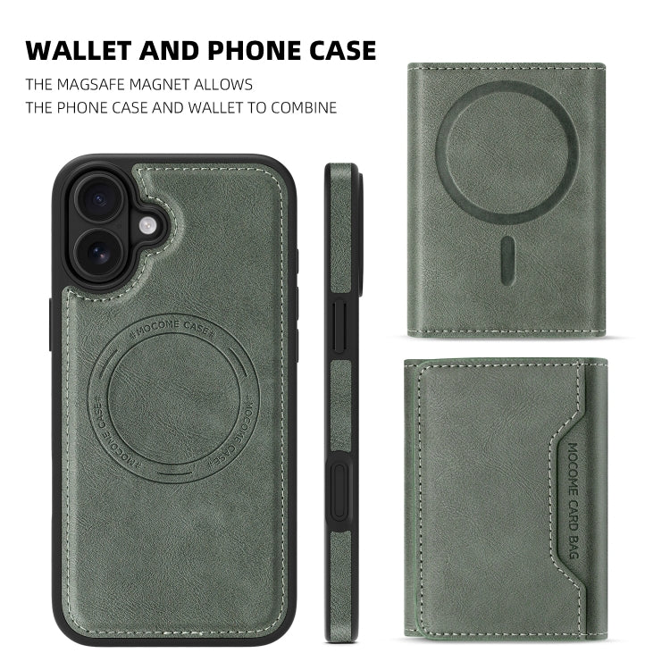 For iPhone 16 Plus Shield Multi-functional MagSafe Card Bag Phone Case(Green) - iPhone 16 Plus Cases by buy2fix | Online Shopping UK | buy2fix