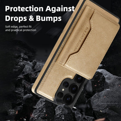 For Samsung Galaxy S25 5G Shield Multi-functional MagSafe Card Bag Phone Case(Desert Gold) by buy2fix