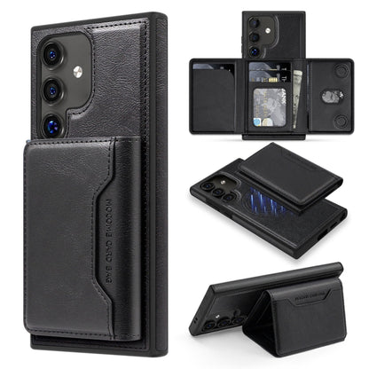 For Samsung Galaxy S25 5G Shield Multi-functional MagSafe Card Bag Phone Case(Black) by buy2fix