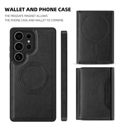 For Samsung Galaxy S25 5G Shield Multi-functional MagSafe Card Bag Phone Case(Black) by buy2fix