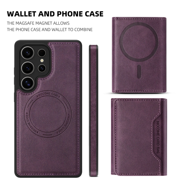 For Samsung Galaxy S25 5G Shield Multi-functional MagSafe Card Bag Phone Case(Purple) by buy2fix