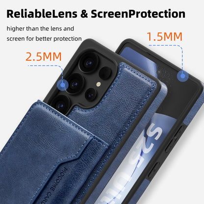 For Samsung Galaxy S25 5G Shield Multi-functional MagSafe Card Bag Phone Case(Blue) by buy2fix