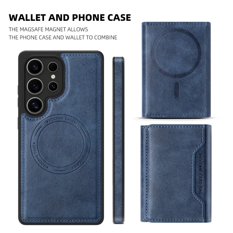 For Samsung Galaxy S25 5G Shield Multi-functional MagSafe Card Bag Phone Case(Blue) by buy2fix