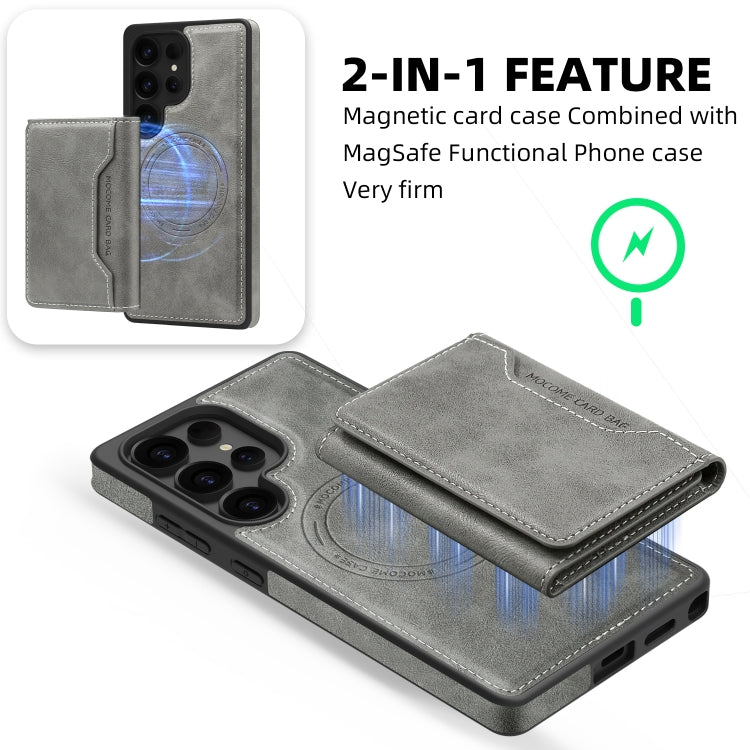 For Samsung Galaxy S25 5G Shield Multi-functional MagSafe Card Bag Phone Case(Grey) by buy2fix