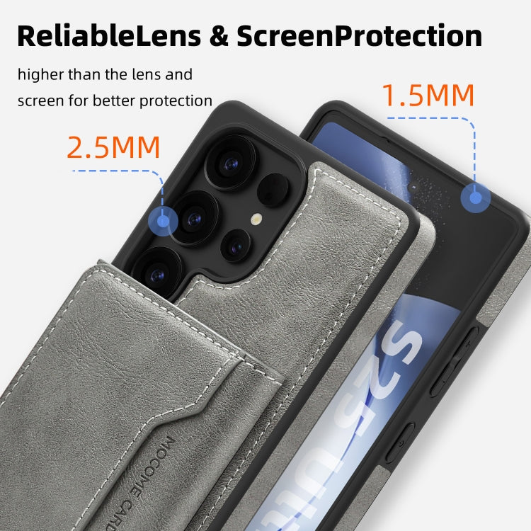 For Samsung Galaxy S25 5G Shield Multi-functional MagSafe Card Bag Phone Case(Grey) by buy2fix
