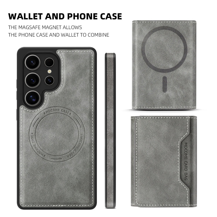 For Samsung Galaxy S25 5G Shield Multi-functional MagSafe Card Bag Phone Case(Grey) by buy2fix