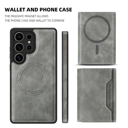 For Samsung Galaxy S25 5G Shield Multi-functional MagSafe Card Bag Phone Case(Grey) by buy2fix