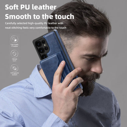 For Samsung Galaxy S25+ 5G Shield Multi-functional MagSafe Card Bag Phone Case(Blue) by buy2fix