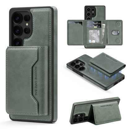 For Samsung Galaxy S25+ 5G Shield Multi-functional MagSafe Card Bag Phone Case(Green) by buy2fix