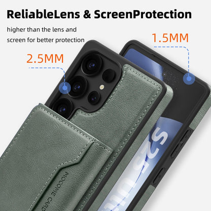 For Samsung Galaxy S25+ 5G Shield Multi-functional MagSafe Card Bag Phone Case(Green) by buy2fix