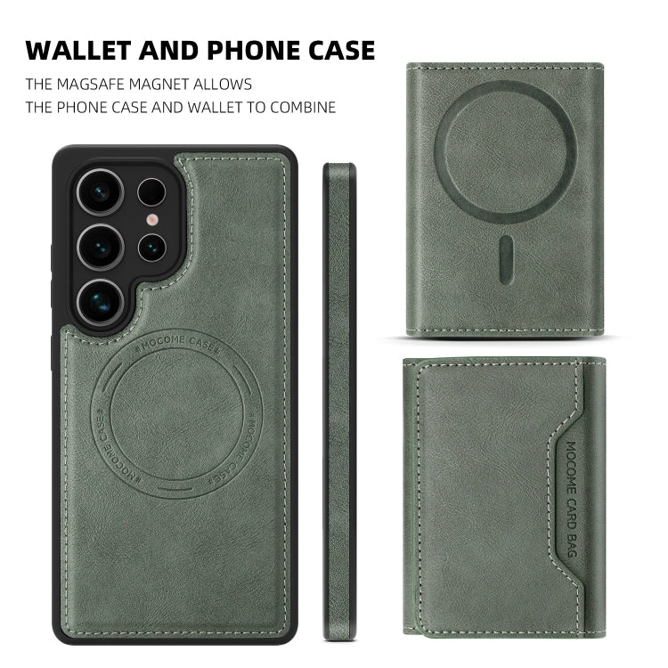 For Samsung Galaxy S25+ 5G Shield Multi-functional MagSafe Card Bag Phone Case(Green) by buy2fix