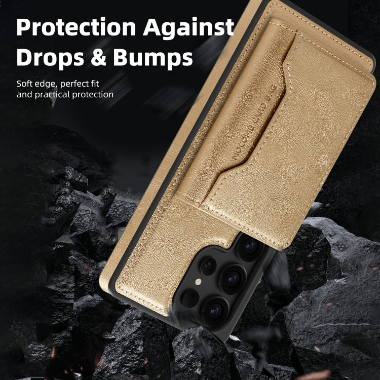 For Samsung Galaxy S25 Ultra 5G Shield Multi-functional MagSafe Card Bag Phone Case(Desert Gold) by buy2fix