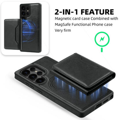 For Samsung Galaxy S25 Ultra 5G Shield Multi-functional MagSafe Card Bag Phone Case(Black) by buy2fix