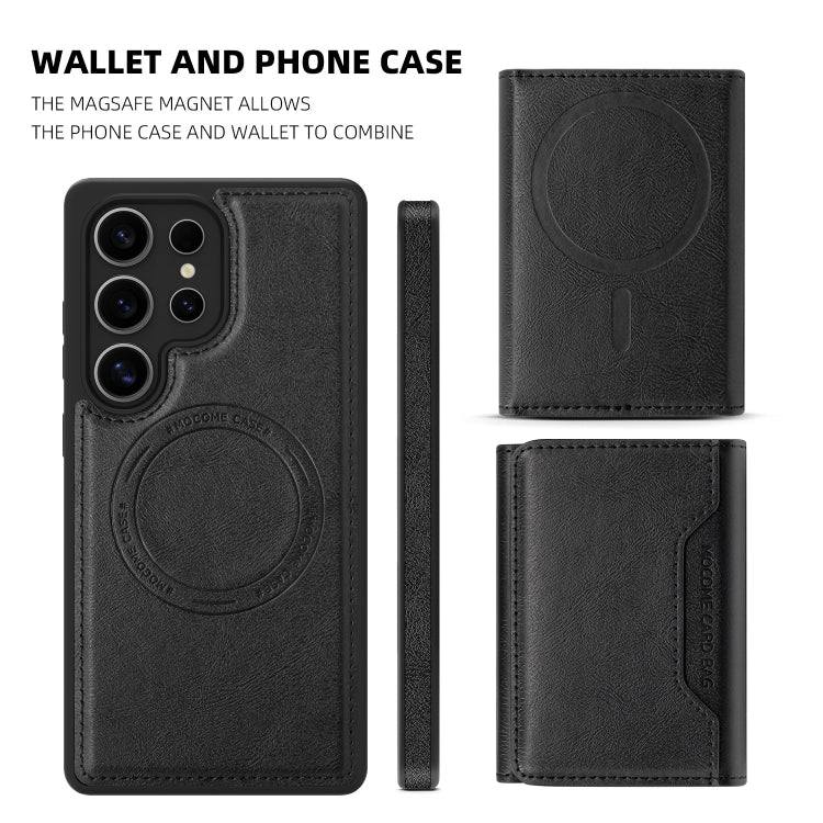 For Samsung Galaxy S25 Ultra 5G Shield Multi-functional MagSafe Card Bag Phone Case(Black) by buy2fix