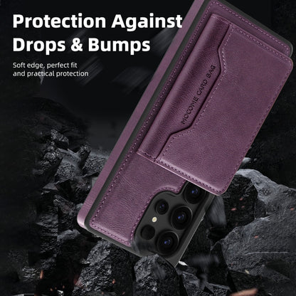 For Samsung Galaxy S25 Ultra 5G Shield Multi-functional MagSafe Card Bag Phone Case(Purple) by buy2fix