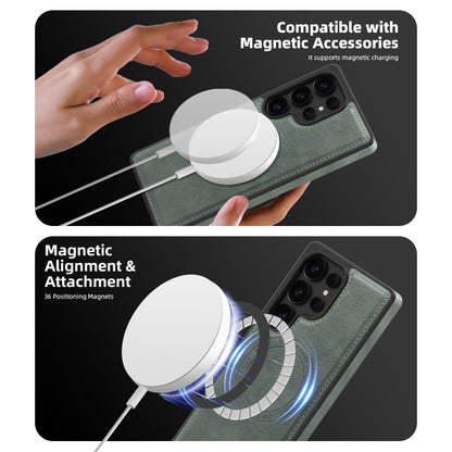 For Samsung Galaxy S25 Ultra 5G Shield Multi-functional MagSafe Card Bag Phone Case(Green) by buy2fix