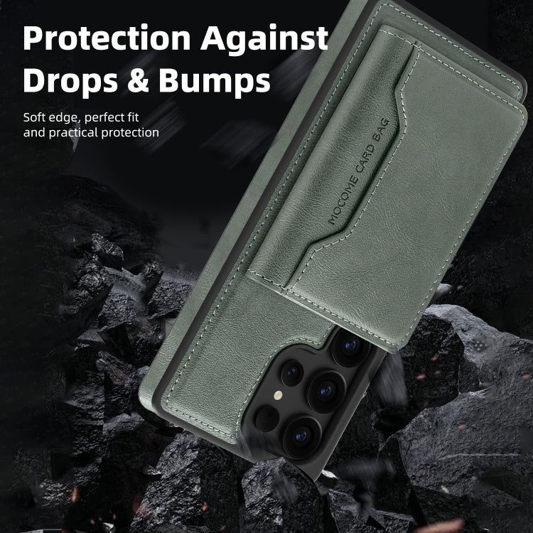 For Samsung Galaxy S25 Ultra 5G Shield Multi-functional MagSafe Card Bag Phone Case(Green) by buy2fix