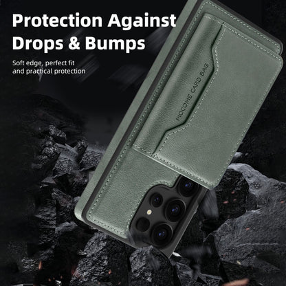 For Samsung Galaxy S25 Ultra 5G Shield Multi-functional MagSafe Card Bag Phone Case(Green) by buy2fix