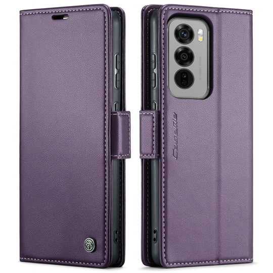 For OPPO Reno12 Pro 5G Global CaseMe 023 Butterfly Buckle Litchi Texture RFID Anti-theft Leather Phone Case(Purple)