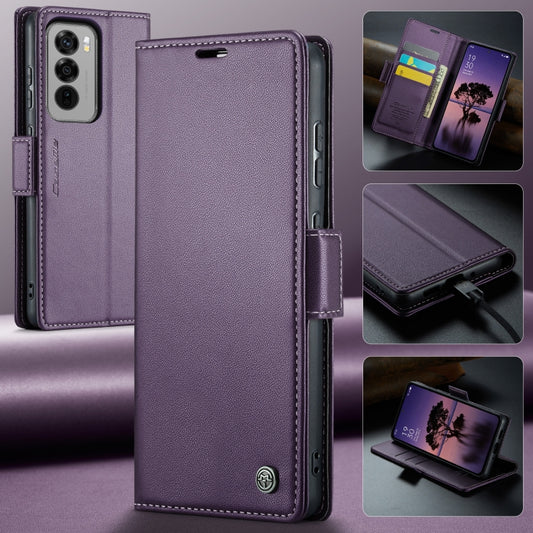 For OPPO Reno12 Pro 5G Global CaseMe 023 Butterfly Buckle Litchi Texture RFID Anti-theft Leather Phone Case(Purple) - OPPO Cases by CaseMe | Online Shopping UK | buy2fix