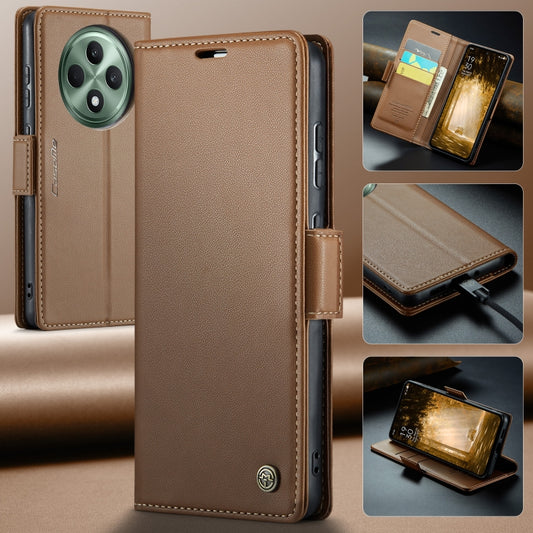 For OPPO Reno12 F /12 FS 5G CaseMe 023 Butterfly Buckle Litchi Texture RFID Anti-theft Leather Phone Case(Brown) - OPPO Cases by CaseMe | Online Shopping UK | buy2fix