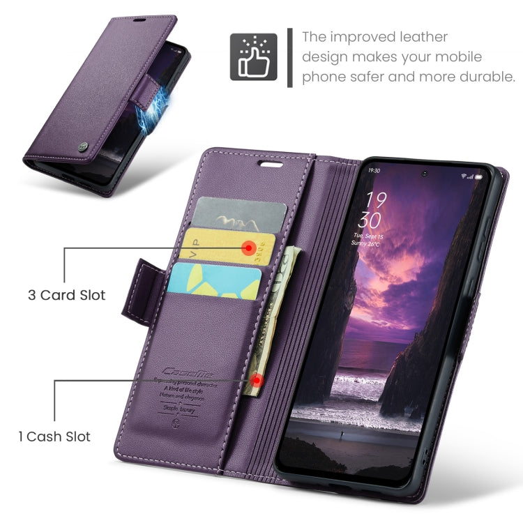 For OPPO Reno12 F /12 FS 5G CaseMe 023 Butterfly Buckle Litchi Texture RFID Anti-theft Leather Phone Case(Purple) - OPPO Cases by CaseMe | Online Shopping UK | buy2fix