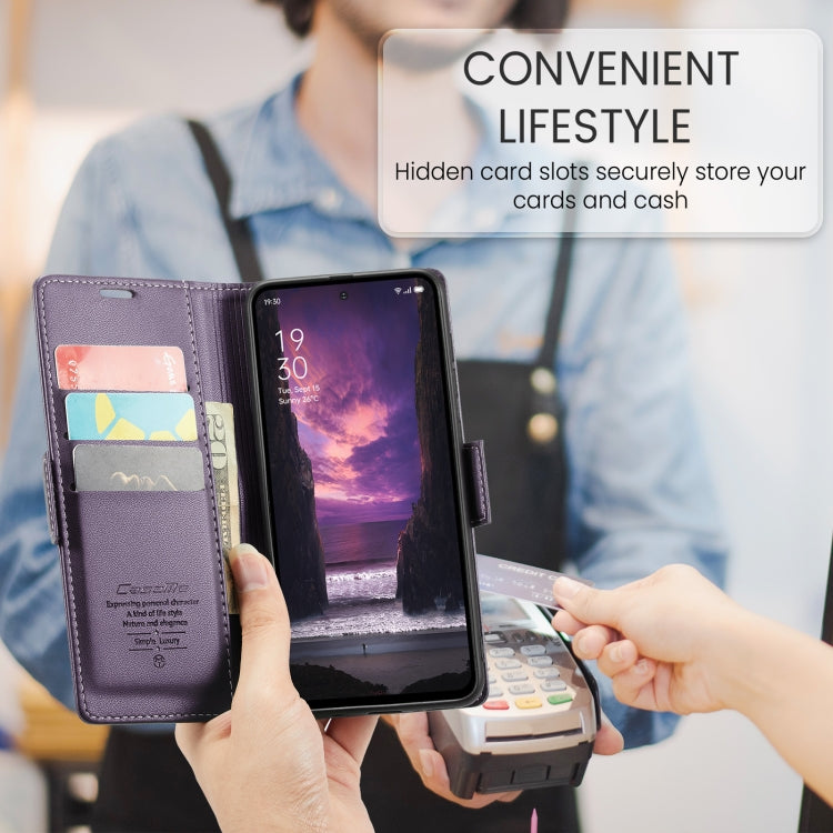 For OPPO Reno12 F /12 FS 5G CaseMe 023 Butterfly Buckle Litchi Texture RFID Anti-theft Leather Phone Case(Purple) - OPPO Cases by CaseMe | Online Shopping UK | buy2fix