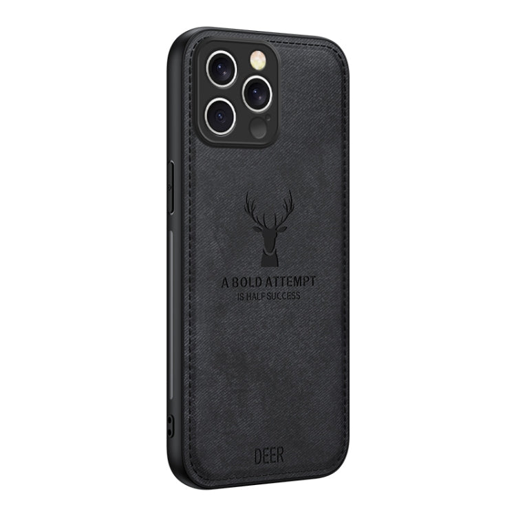 For iPhone 16 Pro Max Deer Head Cloth Skin All-inclusive Phone Case(Black) by buy2fix