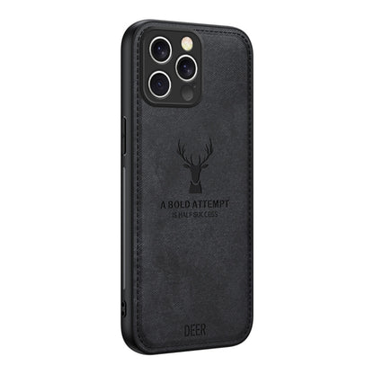 For iPhone 16 Pro Max Deer Head Cloth Skin All-inclusive Phone Case(Black) by buy2fix