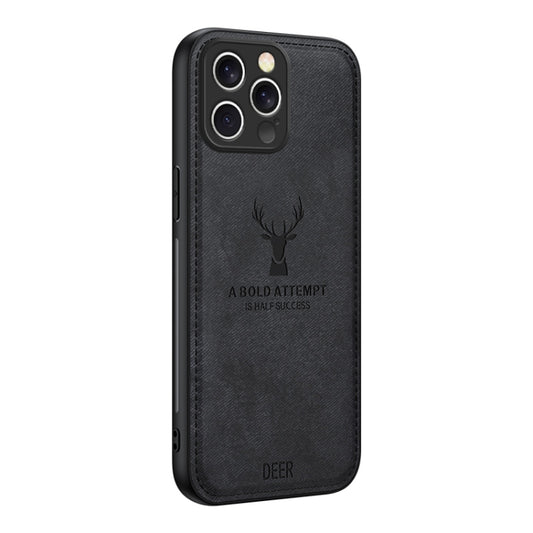 For iPhone 16 Pro Max Deer Head Cloth Skin All-inclusive Phone Case(Black) by buy2fix