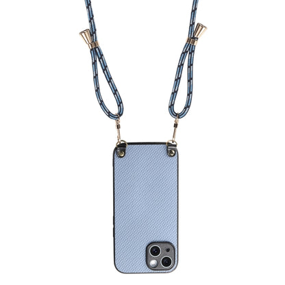 For iPhone 16 Pro Carbon Fiber Texture Leather Back Phone Case with Crossbody Strap(Blue) - iPhone 16 Pro Cases by buy2fix | Online Shopping UK | buy2fix