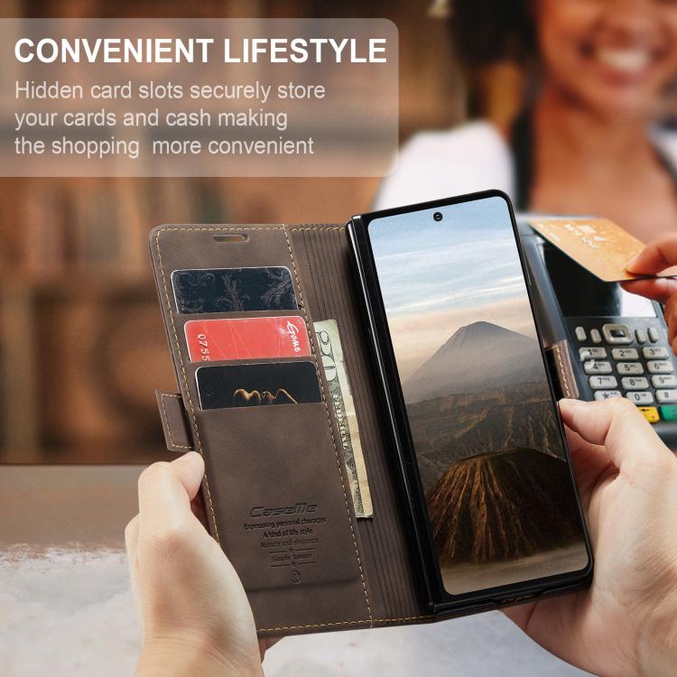 For Samsung Galaxy Z Fold7 CaseMe 013 Multifunctional Horizontal Flip Leather Phone Case(Coffee) - Galaxy Z Fold7 5G Cases by CaseMe | Online Shopping UK | buy2fix