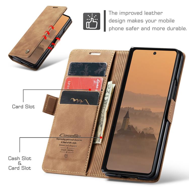For Samsung Galaxy Z Fold7 CaseMe 013 Multifunctional Horizontal Flip Leather Phone Case(Brown) - Galaxy Z Fold7 5G Cases by CaseMe | Online Shopping UK | buy2fix