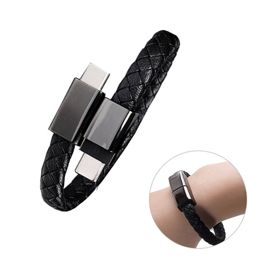 XJ-29 3A USB-C / Type-C to Type-C Creative Bracelet Data Cable, Length:22.5cm(Black) - USB-C & Type-C Cable by buy2fix | Online Shopping UK | buy2fix