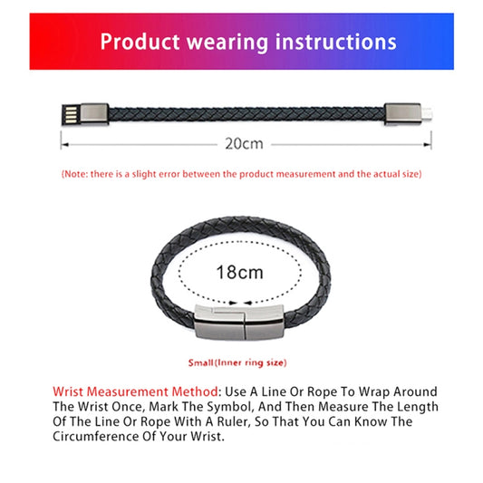 XJ-29 3A USB-C / Type-C to Type-C Creative Bracelet Data Cable, Length:20cm(Black) - USB-C & Type-C Cable by buy2fix | Online Shopping UK | buy2fix