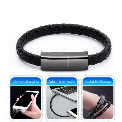 XJ-29 3A USB-C / Type-C to Type-C Creative Bracelet Data Cable, Length:20cm(Black) - USB-C & Type-C Cable by buy2fix | Online Shopping UK | buy2fix