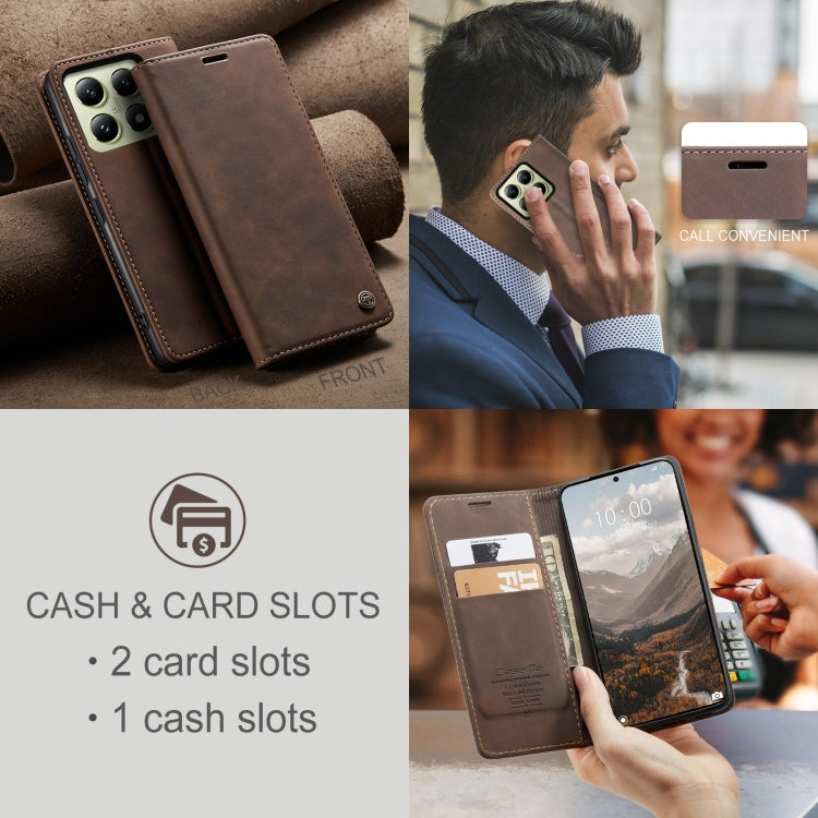 For Xiaomi 14T CaseMe 013 Multifunctional Horizontal Flip Leather Phone Case(Coffee) - Xiaomi Cases by CaseMe | Online Shopping UK | buy2fix