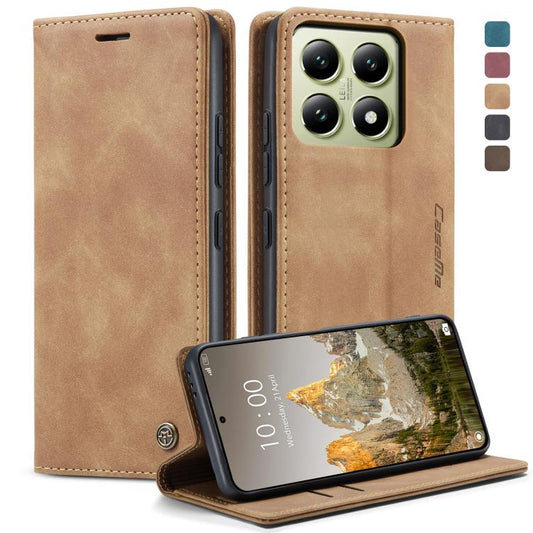 For Xiaomi 14T CaseMe 013 Multifunctional Horizontal Flip Leather Phone Case(Brown) - Xiaomi Cases by CaseMe | Online Shopping UK | buy2fix
