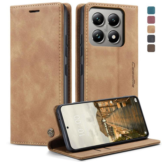 For Xiaomi 14T Pro CaseMe 013 Multifunctional Horizontal Flip Leather Phone Case(Brown) - Xiaomi Cases by CaseMe | Online Shopping UK | buy2fix
